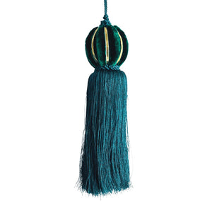 Forest Green Tassel Ornament with Gold Lining