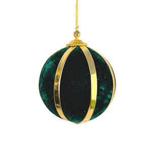 Forest Green Velvet Ball Ornament with Gold Lining - Set of 6 - ironyhome