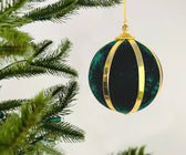 Forest Green Velvet Ball Ornament with Gold Lining - Set of 6 - ironyhome