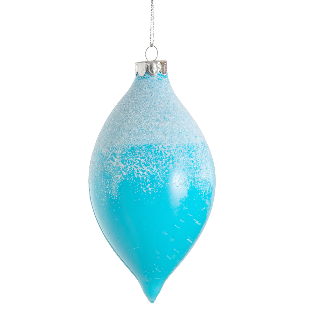 Frosted Blue Finial with Sugar Beads Detailing Ornament