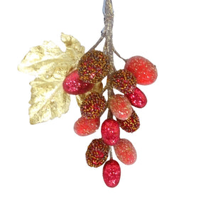 Frosted Burgundy & Gold Grape Ornament Clip-On - Set of 4 - ironyhome