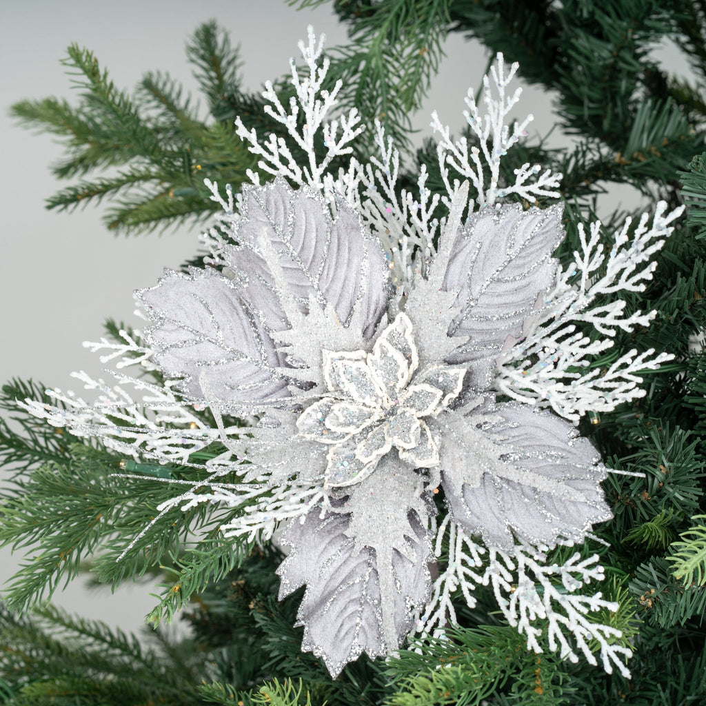 Frozen Flower Pick with Silver Detailing - Irony Home