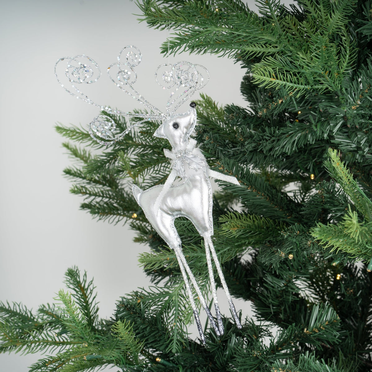 Frozen Reindeer Ornament in Silver