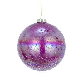 Fuchsia Ball Ornament with Sugar Beads - Set of 6 - ironyhome