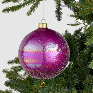 Fuchsia Ball Ornament with Sugar Beads - Set of 6 - ironyhome
