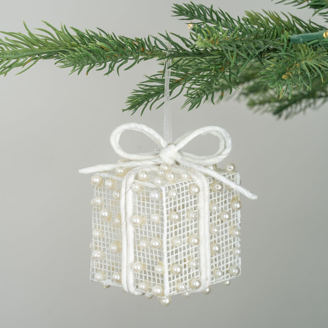 Gift Box Ornament with Pearls - Set of 4 - ironyhome