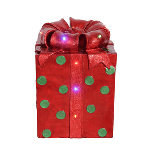 Gift-Box Packaging Decoration with LED Lights - Red & Green - ironyhome