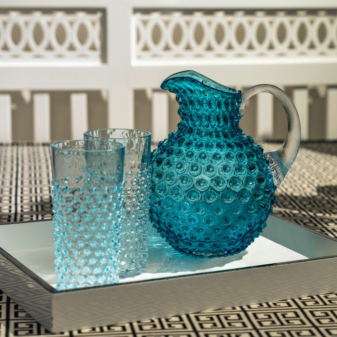 Glacier Blue Hand-blown Glass - Set of 2