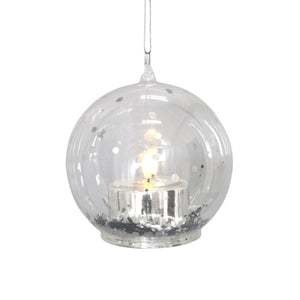 Glass Ball Ornament with Silver Candle Light Inside