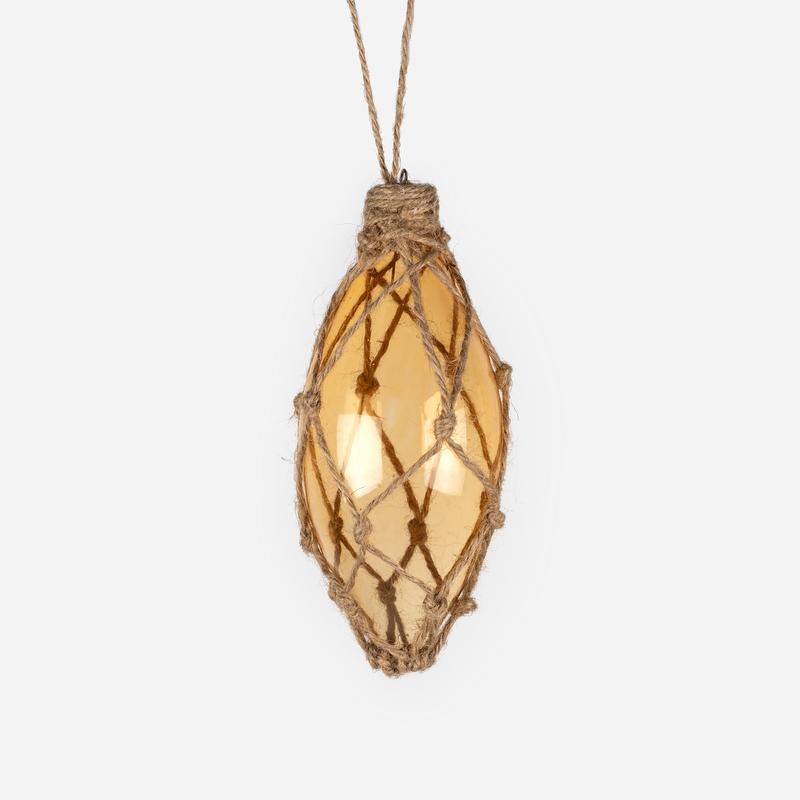 Glass Clear Finial Ornament with Jute