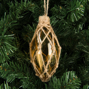 Glass Clear Finial Ornament with Jute