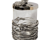 Glass Jar With Antique Rose Detailing - ironyhome