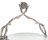Glass Serving Tray With Antique Rose Detailing - ironyhome