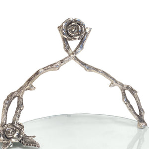 Glass Serving Tray With Antique Rose Detailing