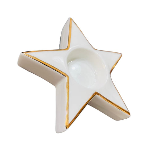 Glazed Porcelain Star Candle Holder - Set of 4 - ironyhome