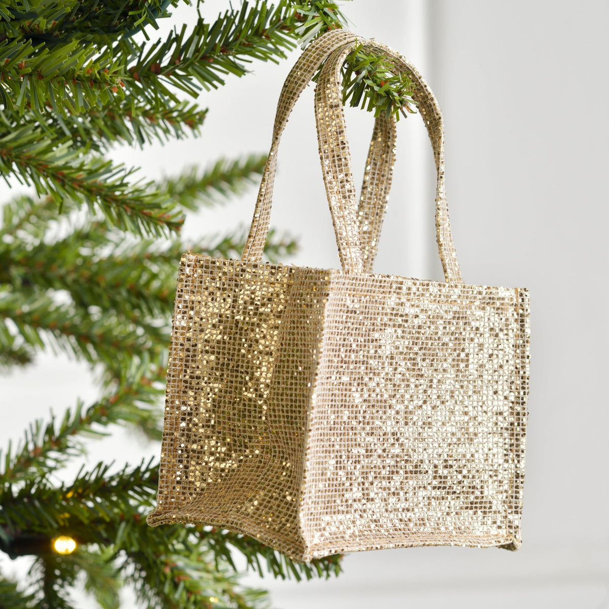 Glitter Gold Handle Bag Ornament