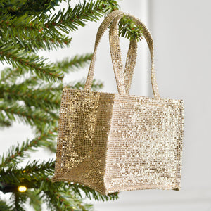 Glitter Gold Handle Bag Ornament - Set of 6 - ironyhome
