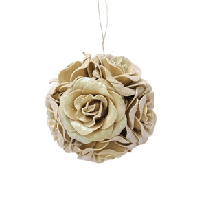 Glitter Gold Rose Flower Ornament -Set of 4 - ironyhome
