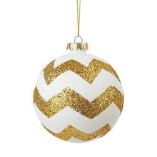 Glitter Gold & White Christmas Ball Ornament - Set of 6 - ironyhome