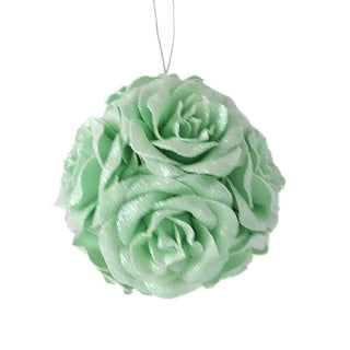 Glitter Green Rose Flower Ornament - Set of 4 - ironyhome