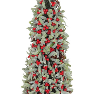 Glitter Mistletoe Table Top with Red Winterberry - ironyhome