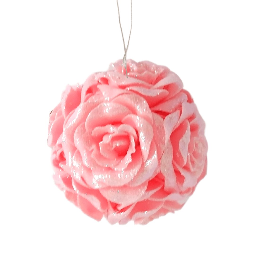 Glitter Peach Rose Flower Ornament