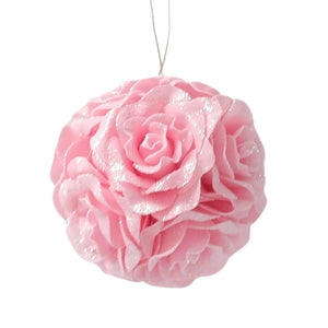 Glitter Pink Rose Flower Ornament