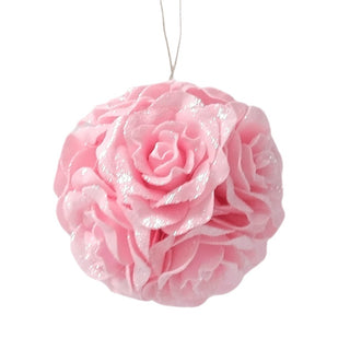 Glitter Pink Rose Flower Ornament - Set of 4 - ironyhome