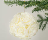 Glitter White Rose Flower Ornament - Set of 4 - ironyhome