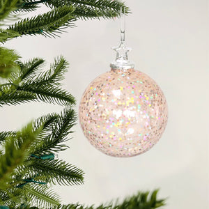 Glittered Glass Ball with Silver Star