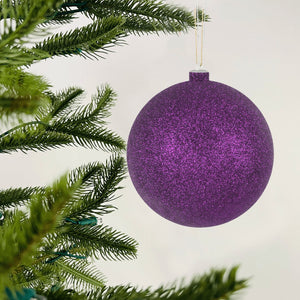 Glittered Purple Bauble Ornament - Set of 4 - ironyhome