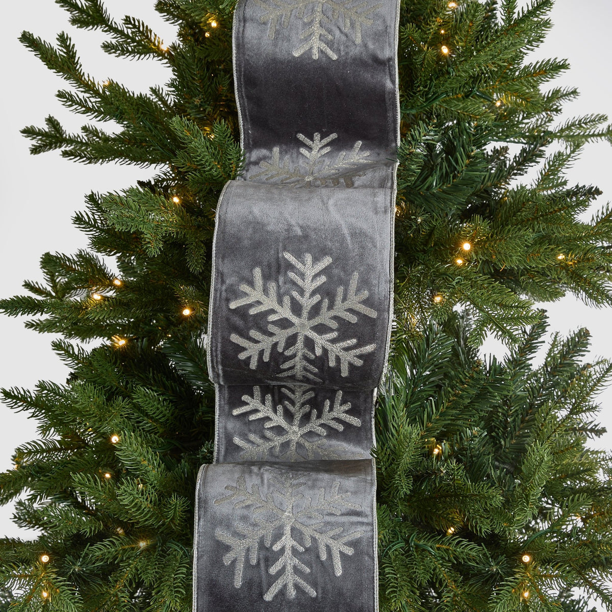 Glittered Snowflake Velvet Ribbon