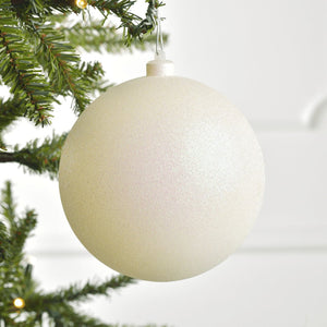Glittered White Bauble Ornament - Set of 4 - ironyhome