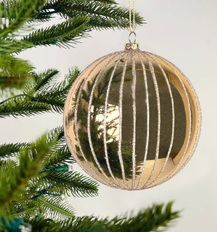 Gold Ball Ornament with Champagne Glitter - ironyhome