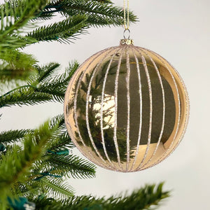 Gold Ball Ornament with Champagne Glitter