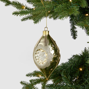 Gold Concave Finial Ornament with Silver Detailing - Set of 6 - ironyhome