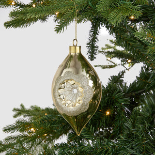 Gold Concave Finial Ornament with Silver Detailing - Set of 6 - ironyhome
