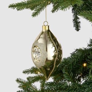 Gold Concave Finial Ornament with Silver Detailing