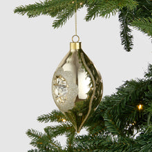 Gold Concave Finial Ornament with Silver Detailing - Set of 6 - ironyhome