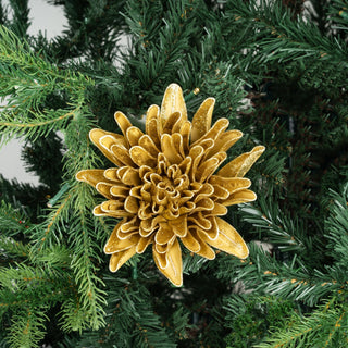 Gold Foam Glitter Dahlia Flower Head - Set of 6 - ironyhome