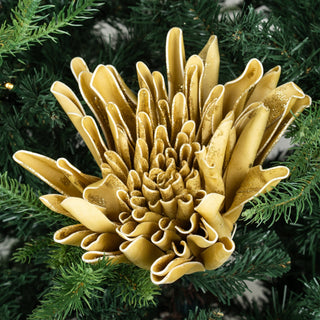 Gold Foam Glitter Dahlia Flower Head - Set of 6 - ironyhome