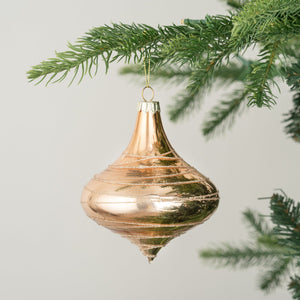 Gold Glass Onion Ornament with Glitter