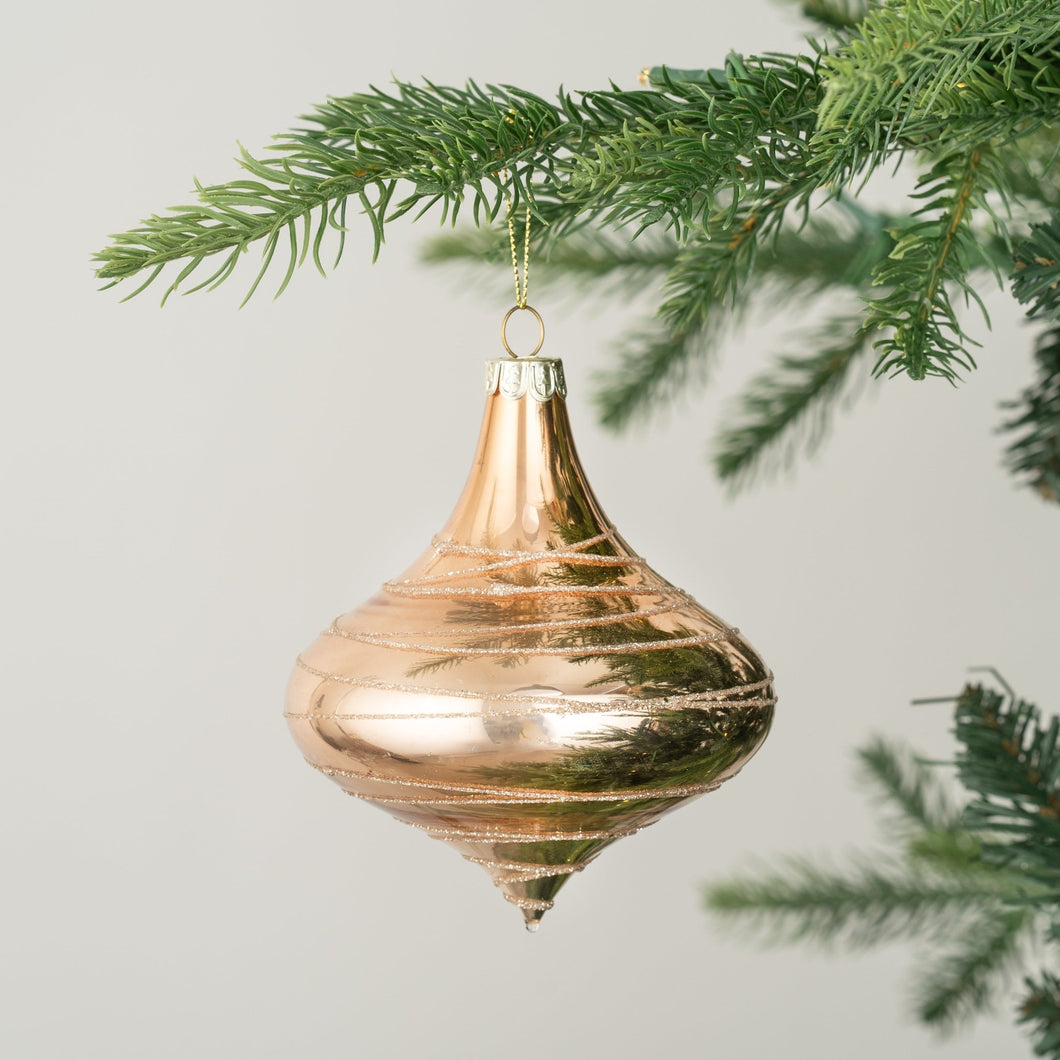 Gold Glass Onion Ornament with Glitter - Set of 6 - ironyhome