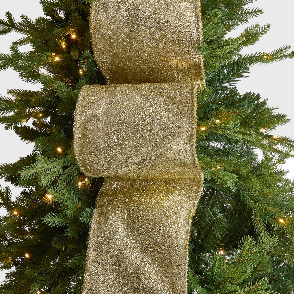 Gold Glitter & Tinsel Christmas Ribbon