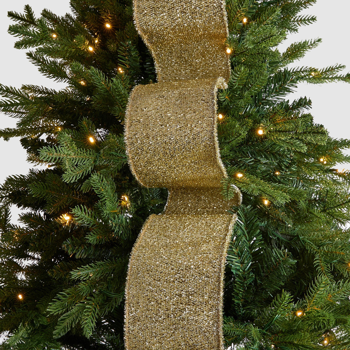 Gold Glitter & Tinsel Christmas Ribbon