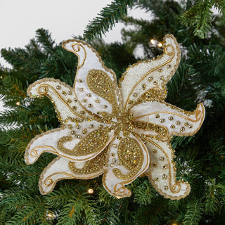 Gold Paisley Flower Pick with Glitter - Set of 4 - ironyhome