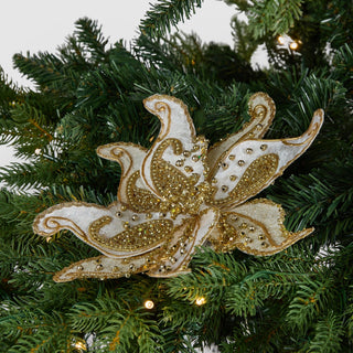 Gold Paisley Flower Pick with Glitter - Set of 4 - ironyhome