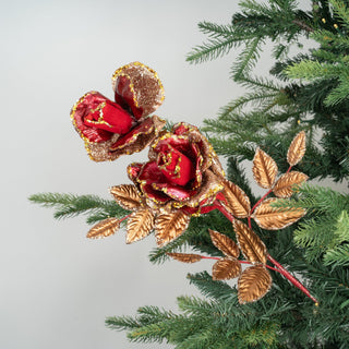 Gold Rose Festive Tree Pick - Set of 6 - ironyhome