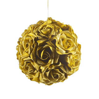 Gold Rose Flower Ornament - Set of 4 - ironyhome