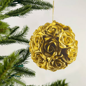 Gold Rose Flower Ornament - Set of 4 - ironyhome